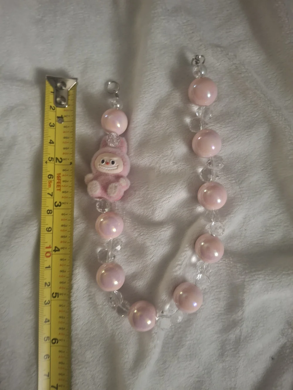 Girls Pink Beaded Necklace with Character Charm